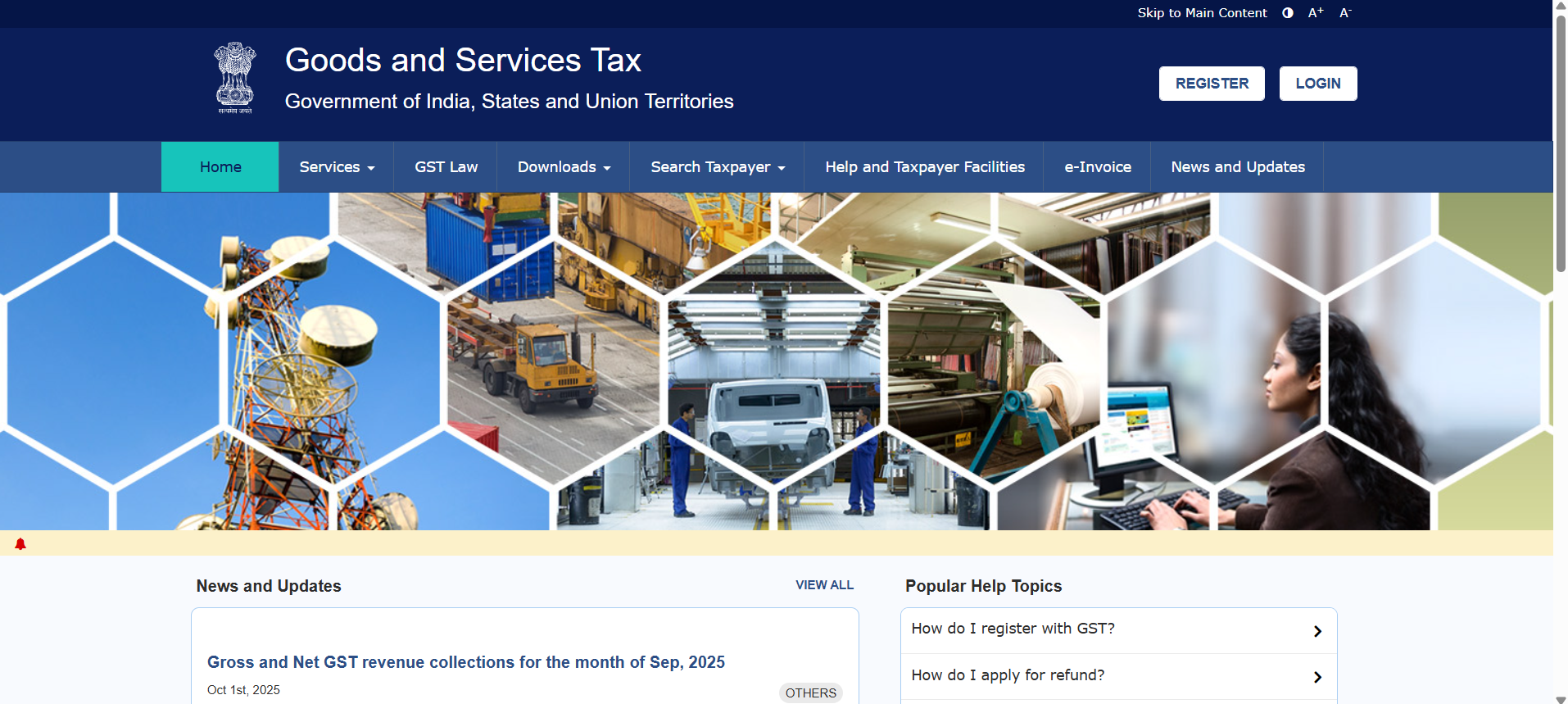 login to update GST mobile number online