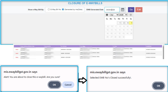 Step by step e waybill closure by ewaybill generation date