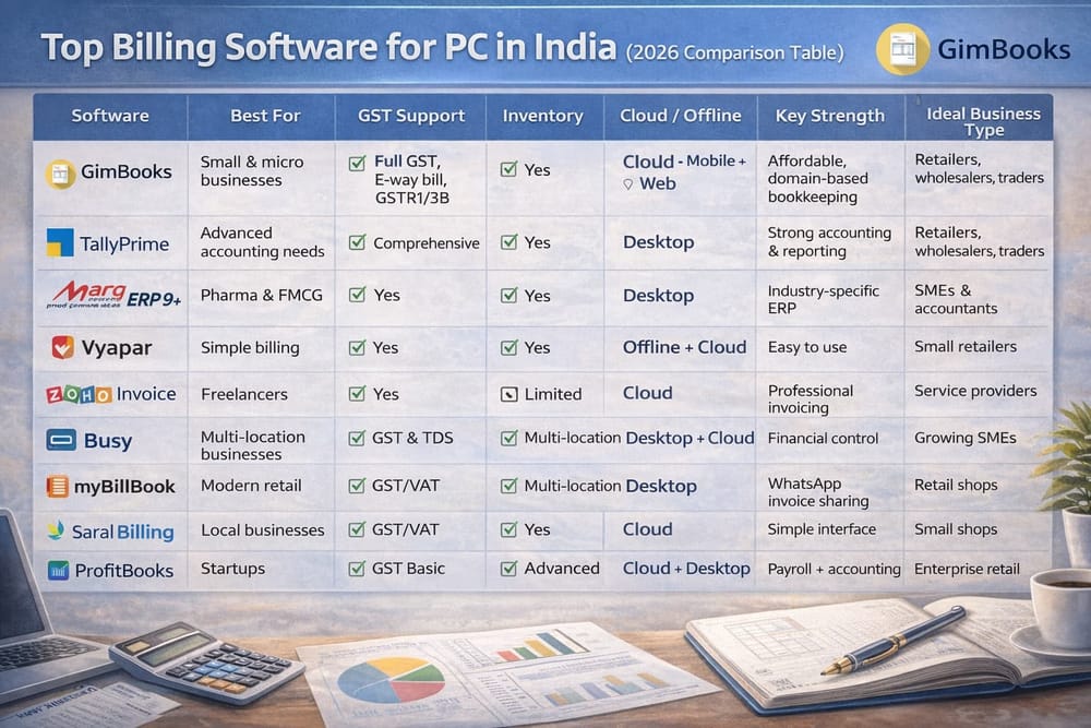 Top 10 GST Billing Software for PC in India (2026)